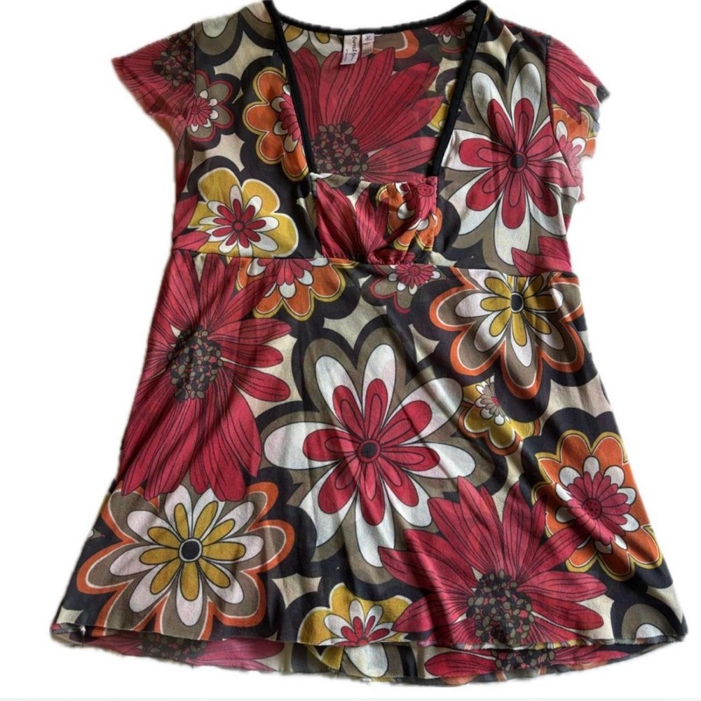 70s Flower Blouse